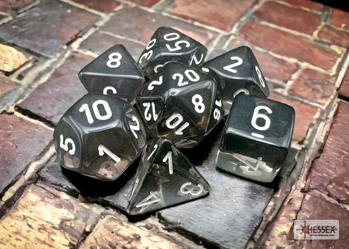 RPG Dice Set: Translucent - Polyhedral - Smoke/white (7)