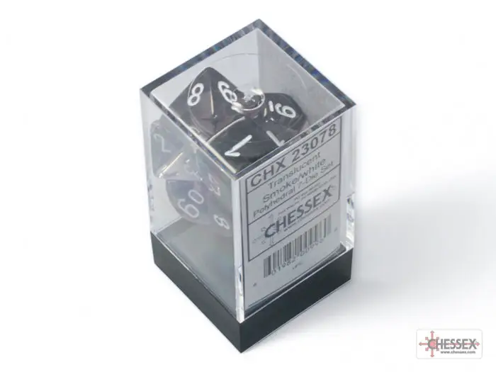 RPG Dice Set: Translucent - Polyhedral - Smoke/white (7) - Image 3