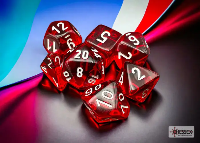 RPG Dice Set: Translucent - Polyhedral - Red/white (7)