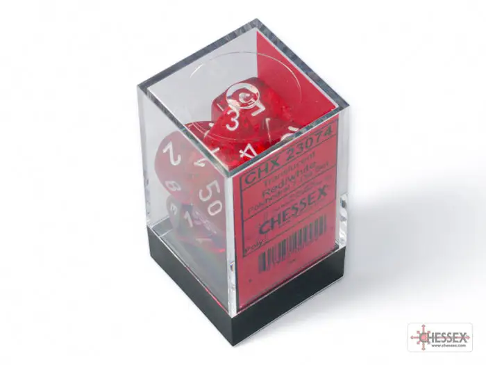 RPG Dice Set: Translucent - Polyhedral - Red/white (7) - Image 3