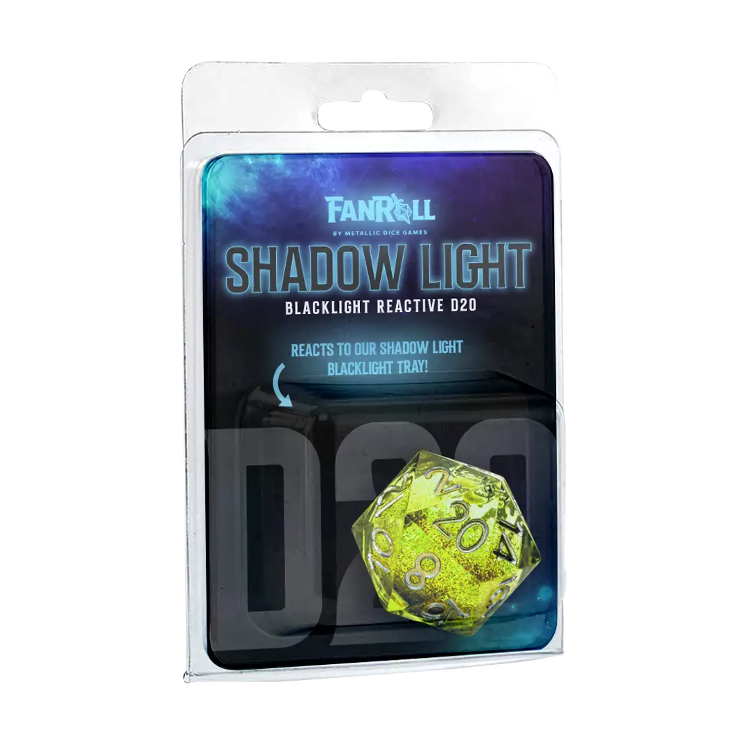 Shadow Light UV Reactive - Individual d20 Elixir - Liquid Core Dice