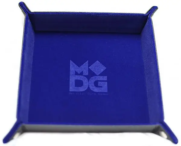 Velvet Dice Tray with Leather Backing: Blue